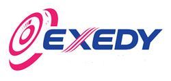 The blue EXEDY company logo with a pink abstract circular swirl icon on the left side.