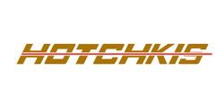 The Hotchkis logo features the brand name in gold, slanted block letters with a horizontal red line cutting through it.