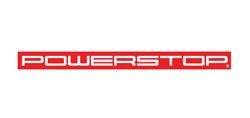 The PowerStop logo in white text centered inside a horizontal red rectangle.
