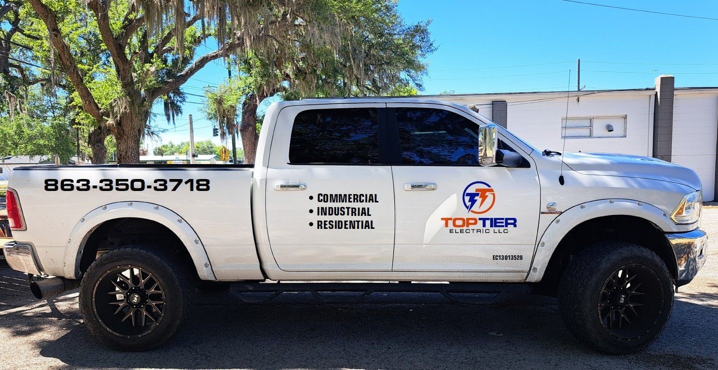 A white pickup truck with 