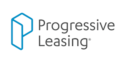 Progressive Leasing logo: blue geometric P next to 