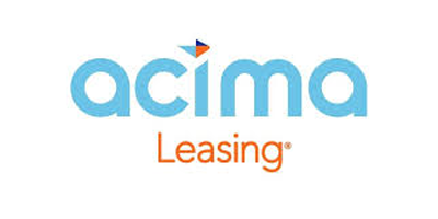 Acima Leasing logo with light blue text and a small logo above the text.
