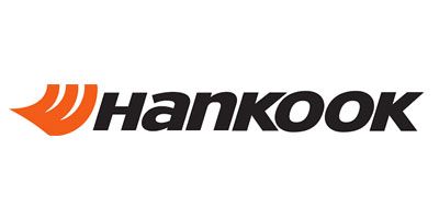 Hankook logo: orange stylized design next to the word Hankook in black.