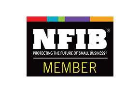 NFIB logo: black rectangle with colorful top bar, 