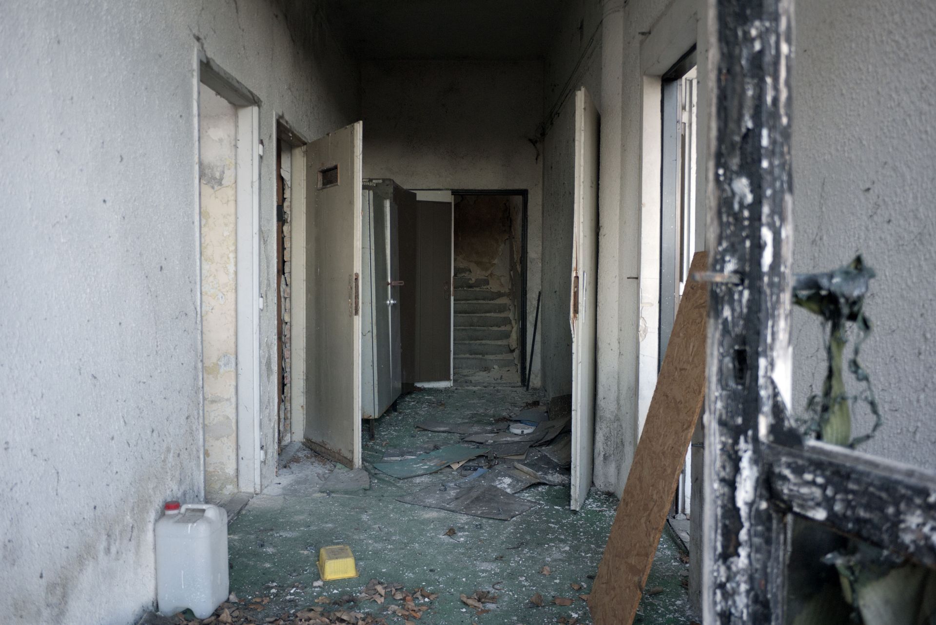 Fire damage hallway