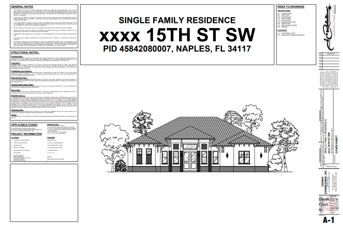 A black and white drawing of a single family residence