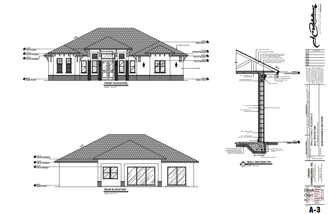 A black and white drawing of a house with a tile roof.