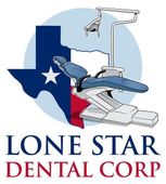Logo for Lone Star Dental Corp: Texas flag, dental chair, and light.