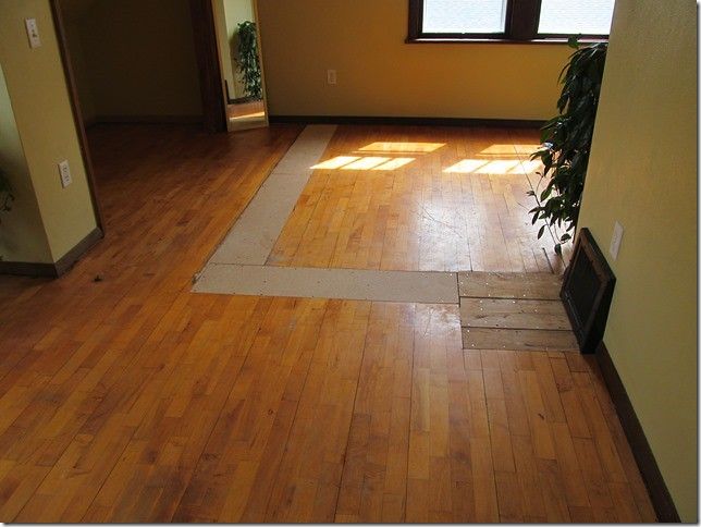 A room with hardwood floors and yellow walls