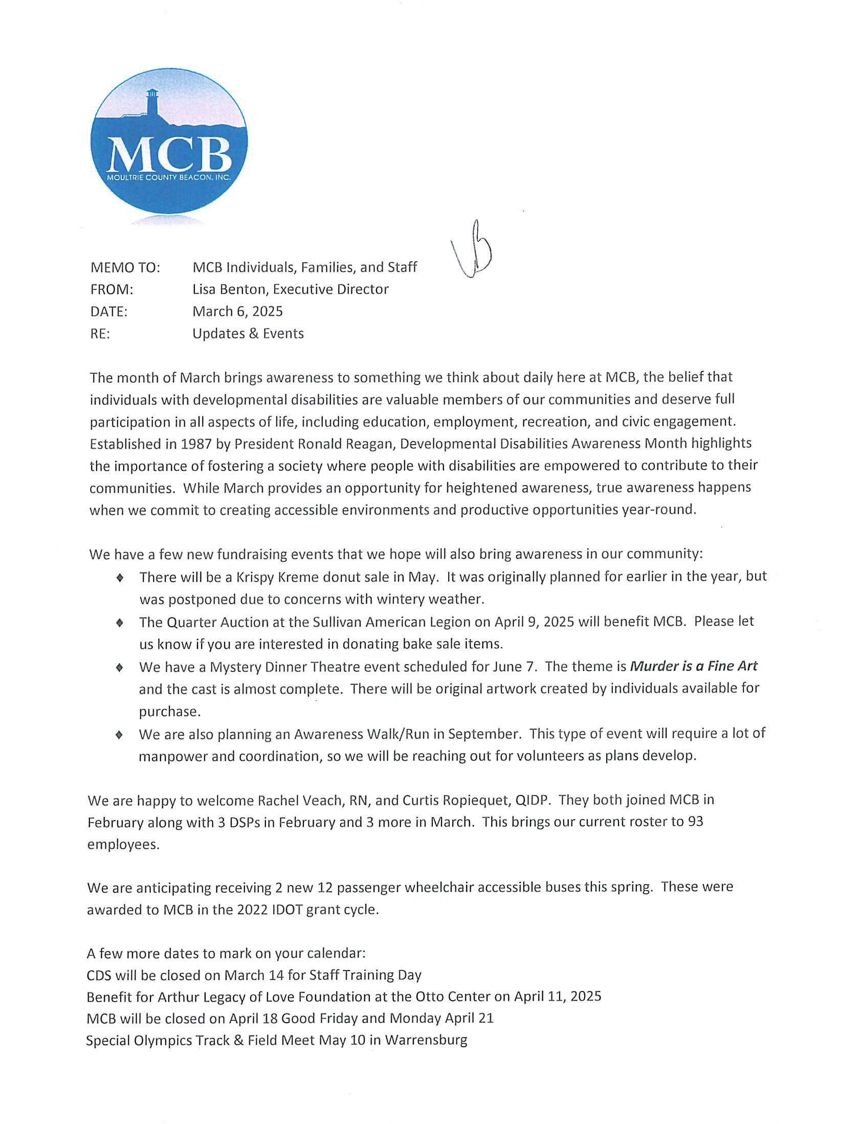 A white paper with a blue mcb logo on it.