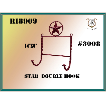 Star double hook made of metal, with a star emblem on top, and two curved hooks at the bottom. It's set against a gradient background.