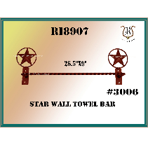 Star wall towel bar with two red stars on a brown bar, labeled R18907 and #3006.