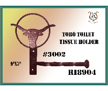 Toro toilet tissue holder with a bull head design, mounted on a wall. Brown color.