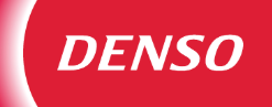 DENSO logo on a red background with a white arc.