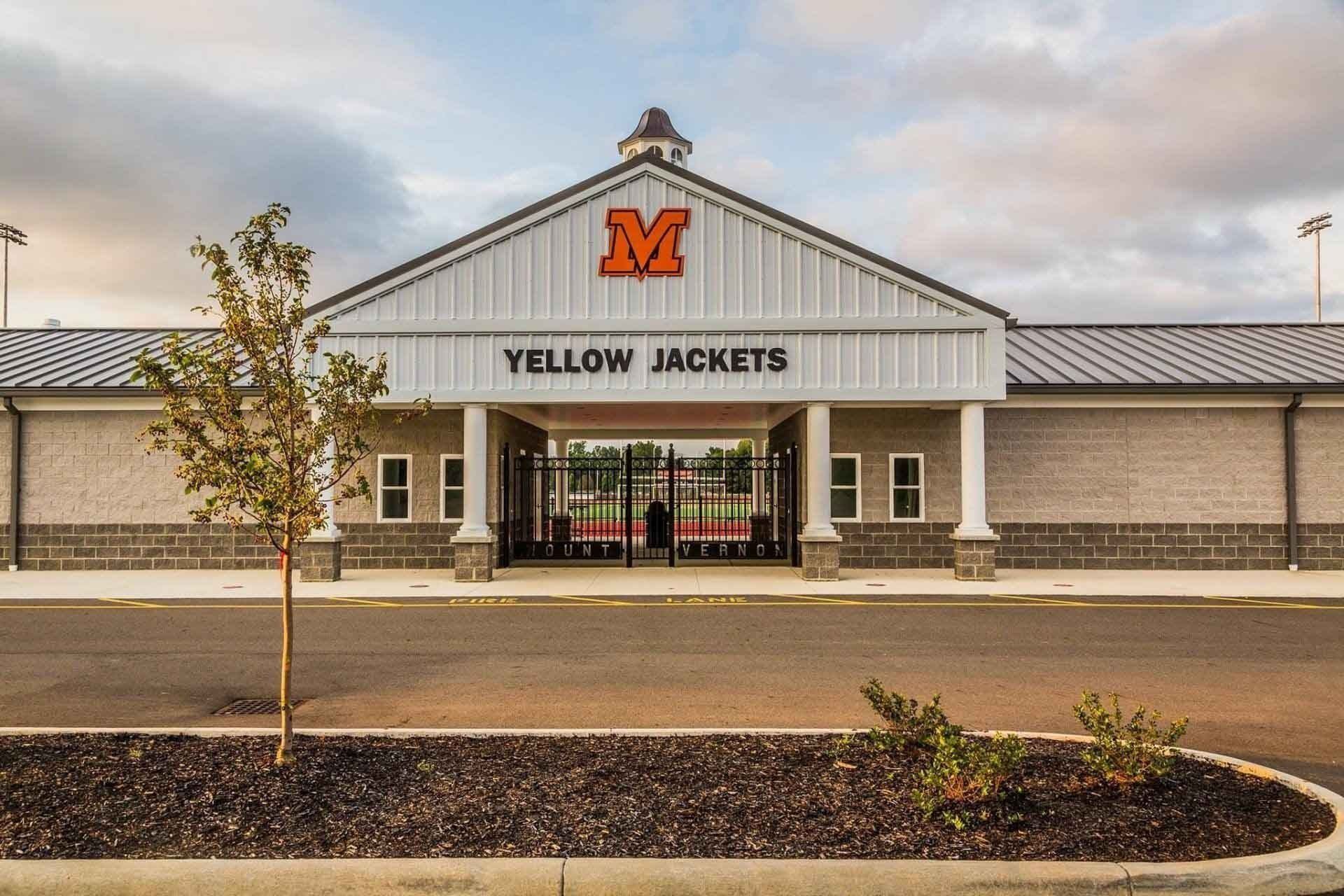 A building with a sign that says yellow jackets on it