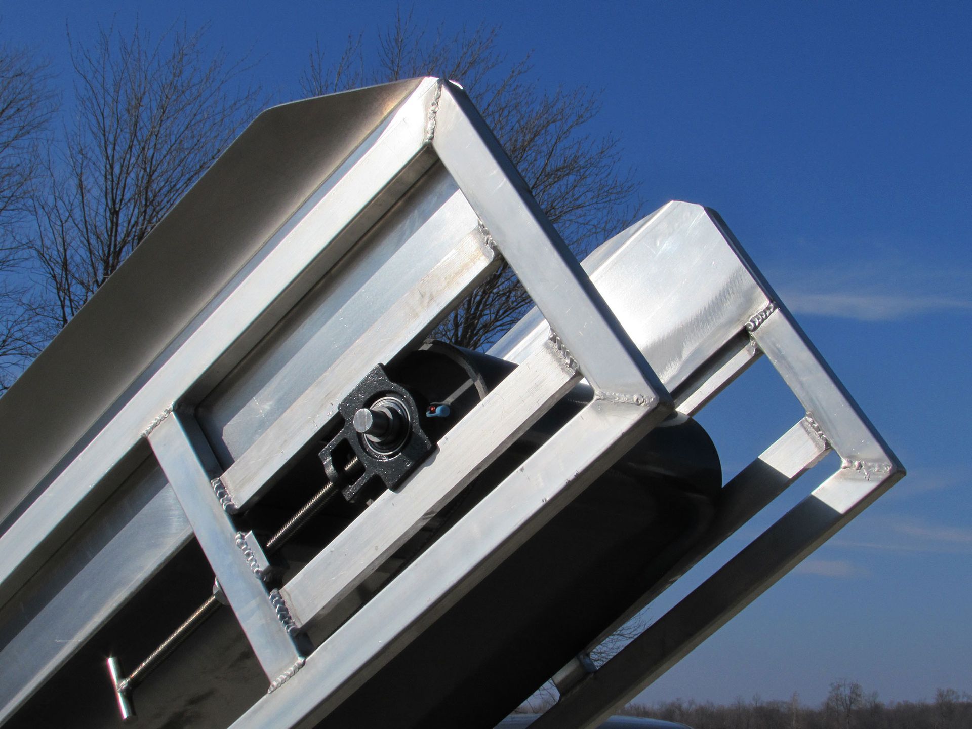 A metal structure with a blue sky in the background