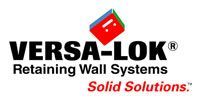 Logo for VERSA-LOK Retaining Wall Systems, featuring a red and blue block design and the words