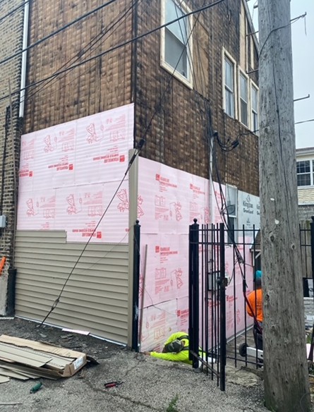 a building with a lot of insulation on it