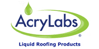 The logo for acrylabs liquid roofing products is green and blue.