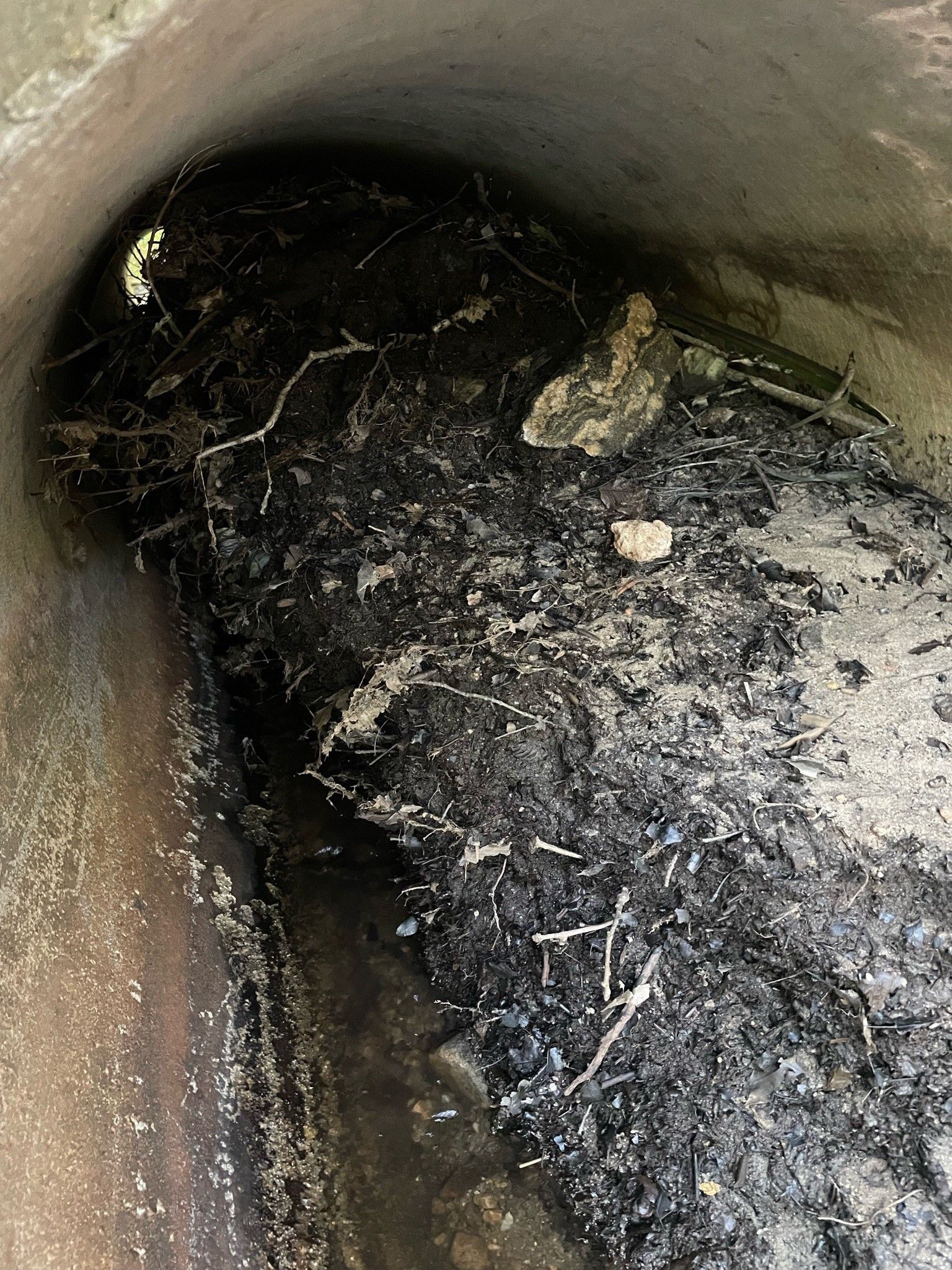 A close up of a drain with a lot of dirt in it.