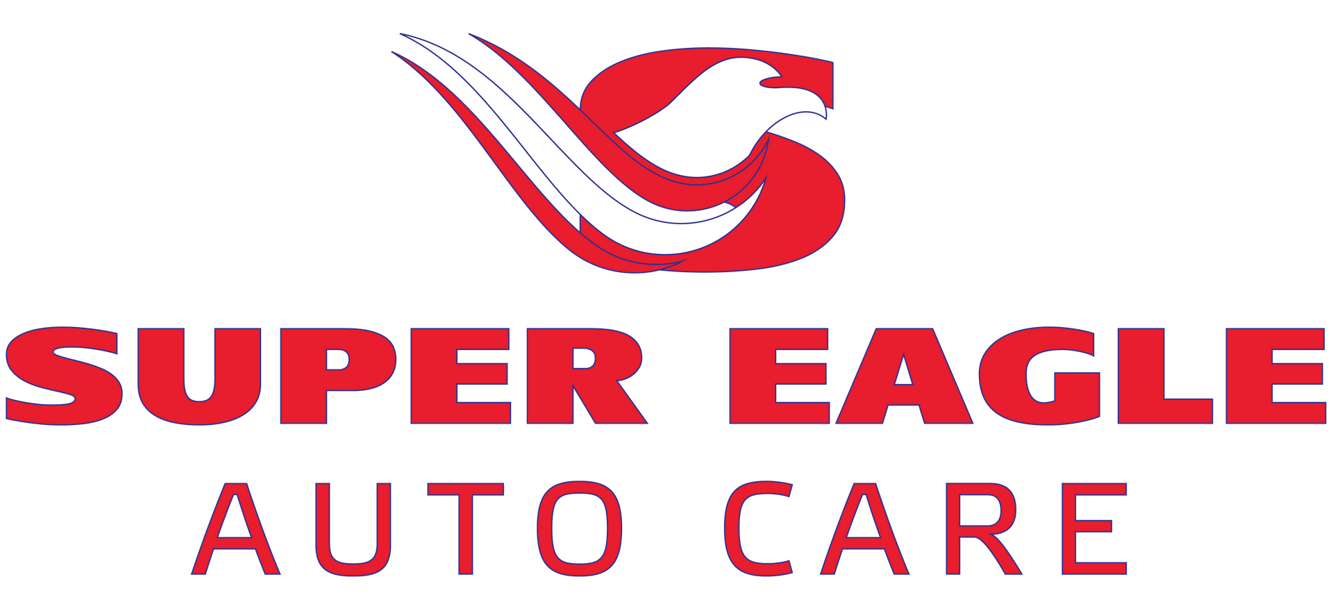 Super Eagle Auto Care logo in red with stylized eagle graphic on white background