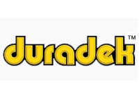 Duradek logo in yellow with black outline.