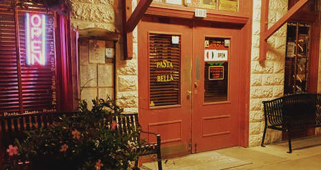 Front entrance to Pasta Bella Restaurant