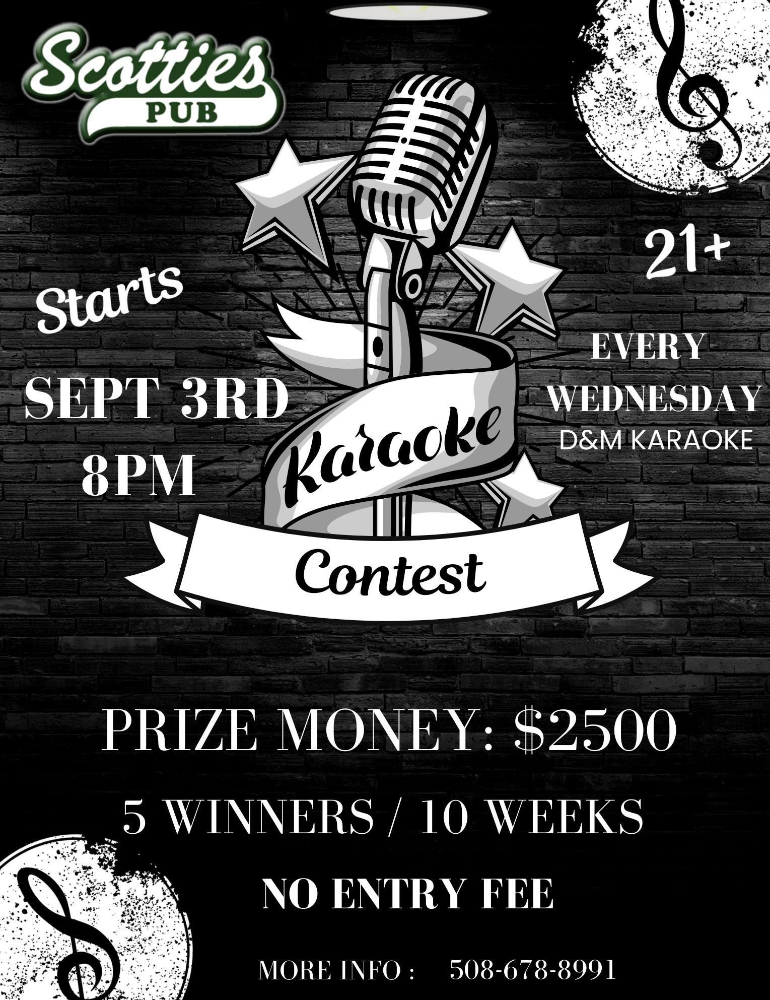 Karaoke contest flyer at Scottie's Pub
