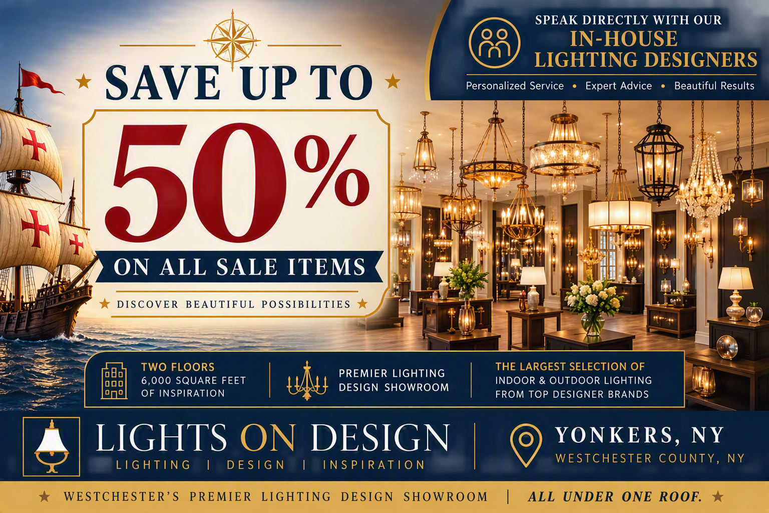 Lights On Design Showroom 4th Of July Huge Sale, Yonkers, NY, Westchester County