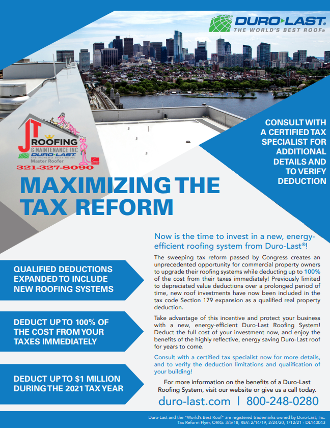 Maximizing the tax reform Commercial Roofing - JT Roofing Melbourne, FL