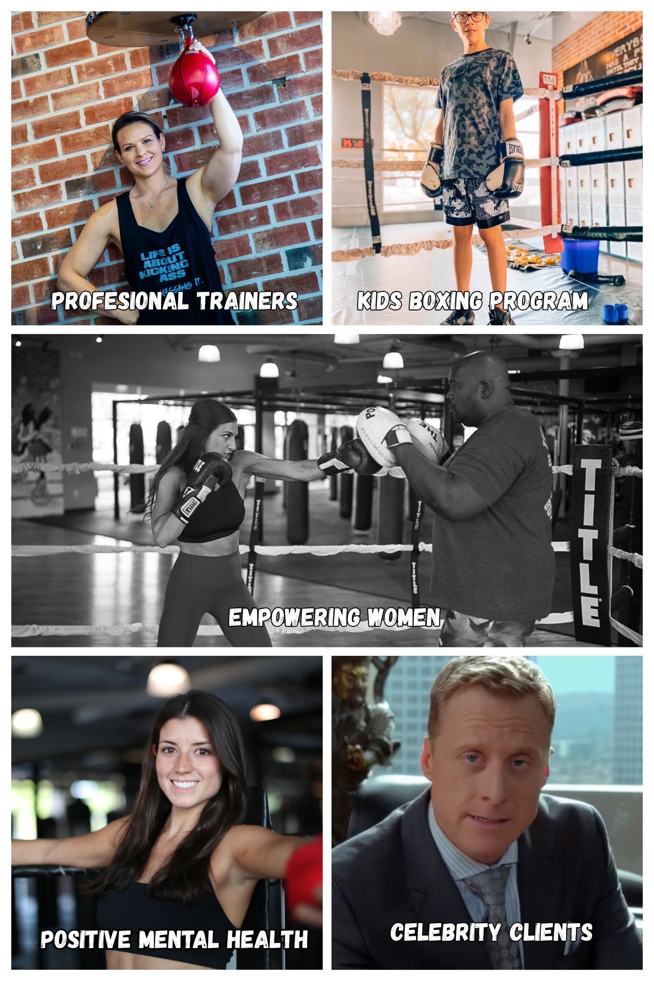 Collage: People boxing.