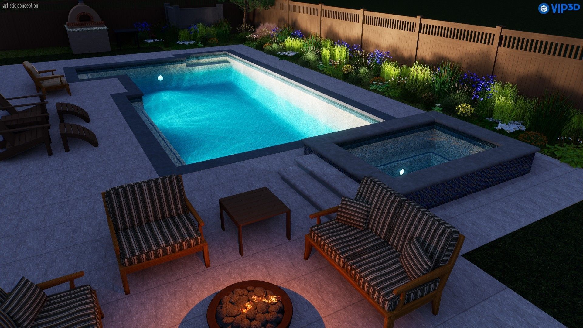 3D model of a backyard pool