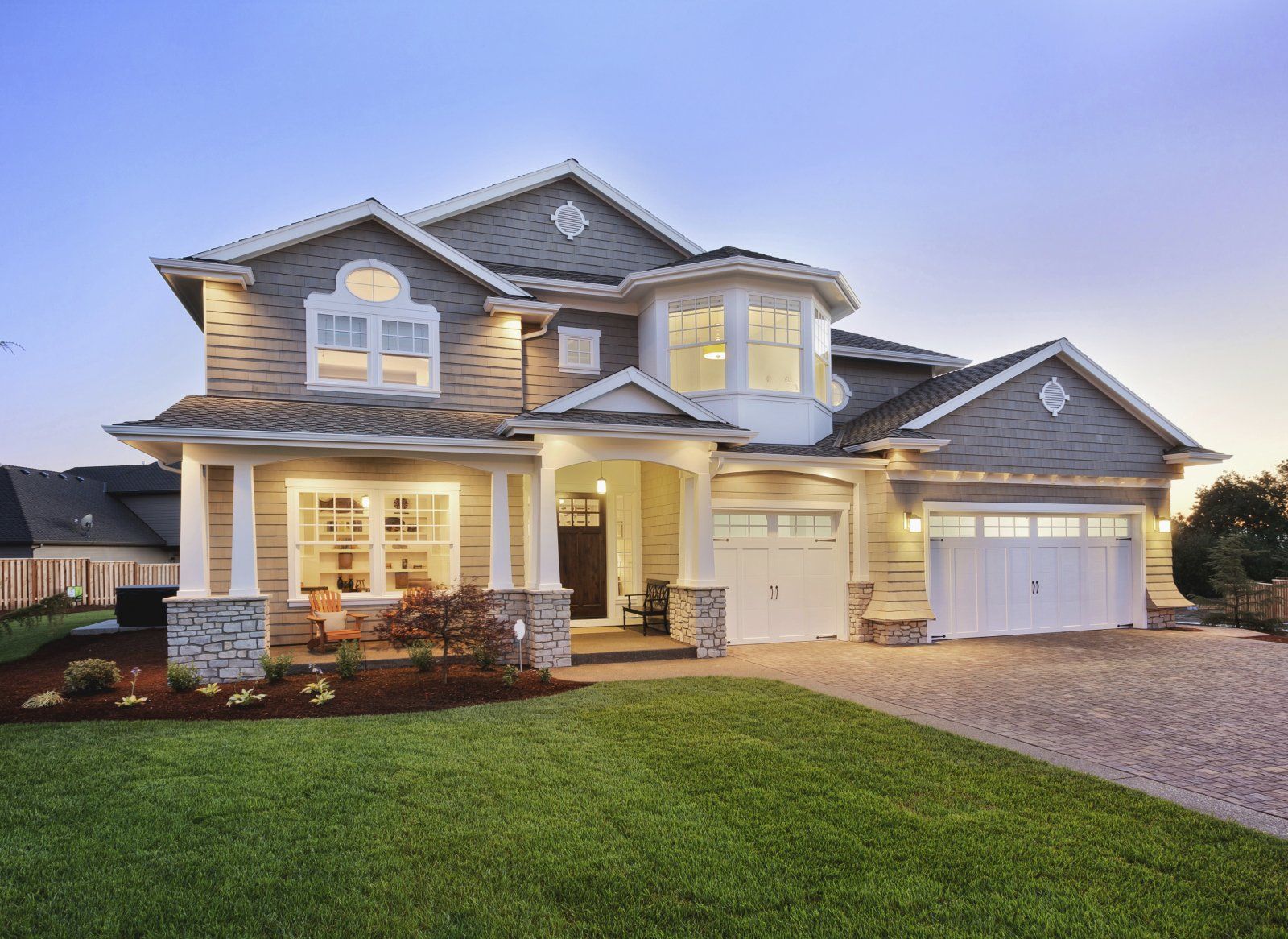 house and mowed lawn