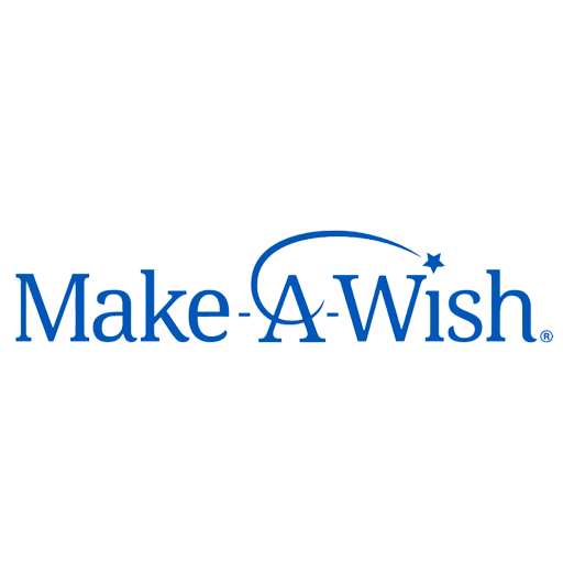 The blue Make-A-Wish logo featuring text with a swooping line and star accent.