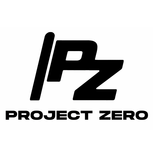 A black logo featuring stylized  PZ lettering above the text  PROJECT ZERO on a white background.