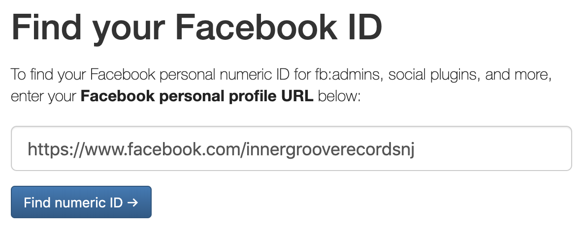 Facebook ID, Find my Facebook, Page numeric id