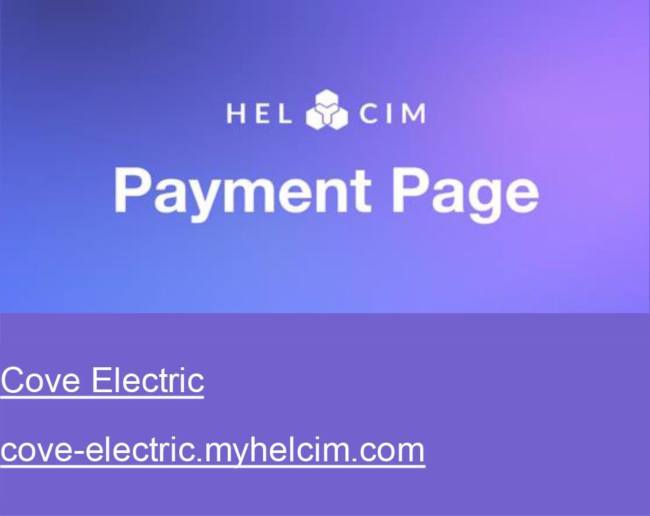 Helcim payment page for Cove Electric
