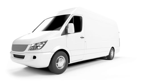 White delivery van isolated on a white background