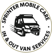 Black van logo for Sprinter Mobile Care and In & Out Van Services