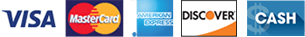 Visa | MasterCard | American Express | Discover | Cash