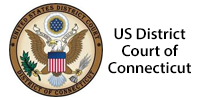 Seal of the US District Court of Connecticut with a text overlay of 