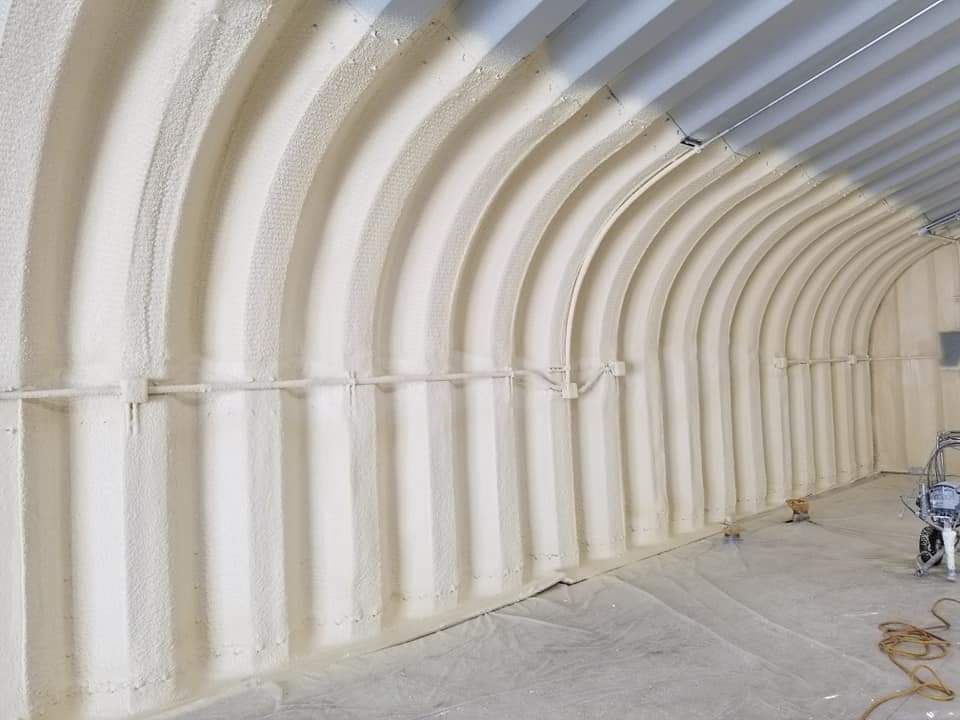 The inside of a building with a lot of foam on the walls