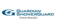 The logo for guardian showerguard is blue and white and says `` forever beautiful ''.