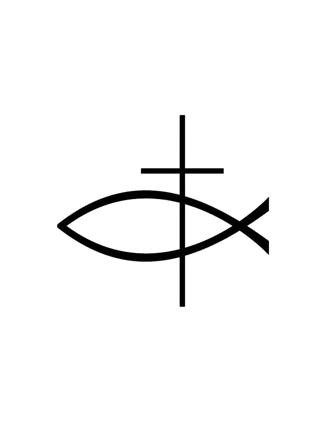 Christian fish symbol with a cross.