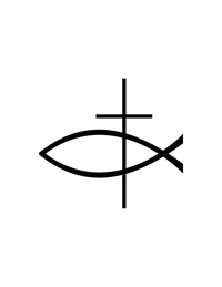Christian fish symbol with a cross.