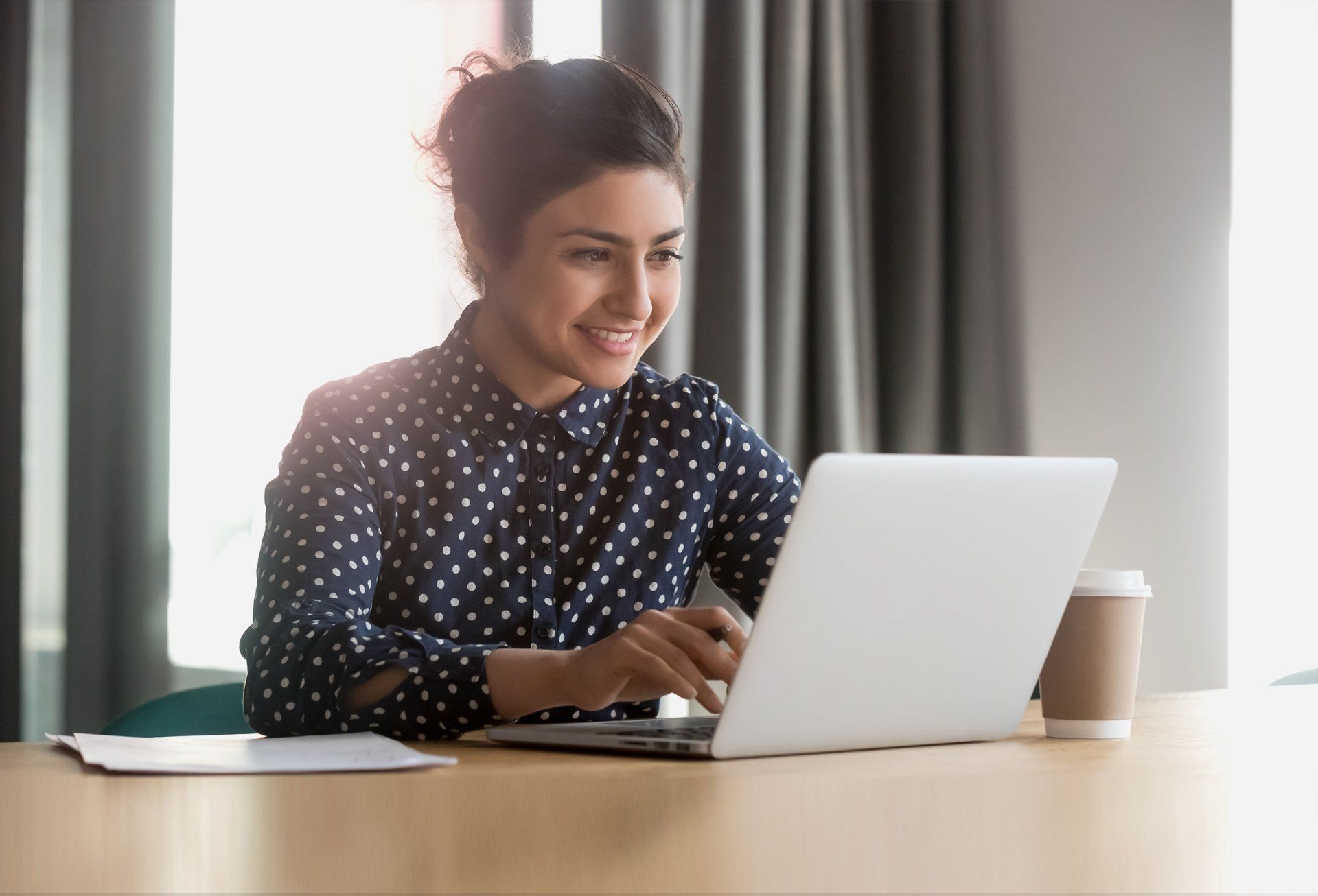 Woman applying loan online