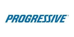 Progressive insurance logo in blue and white.