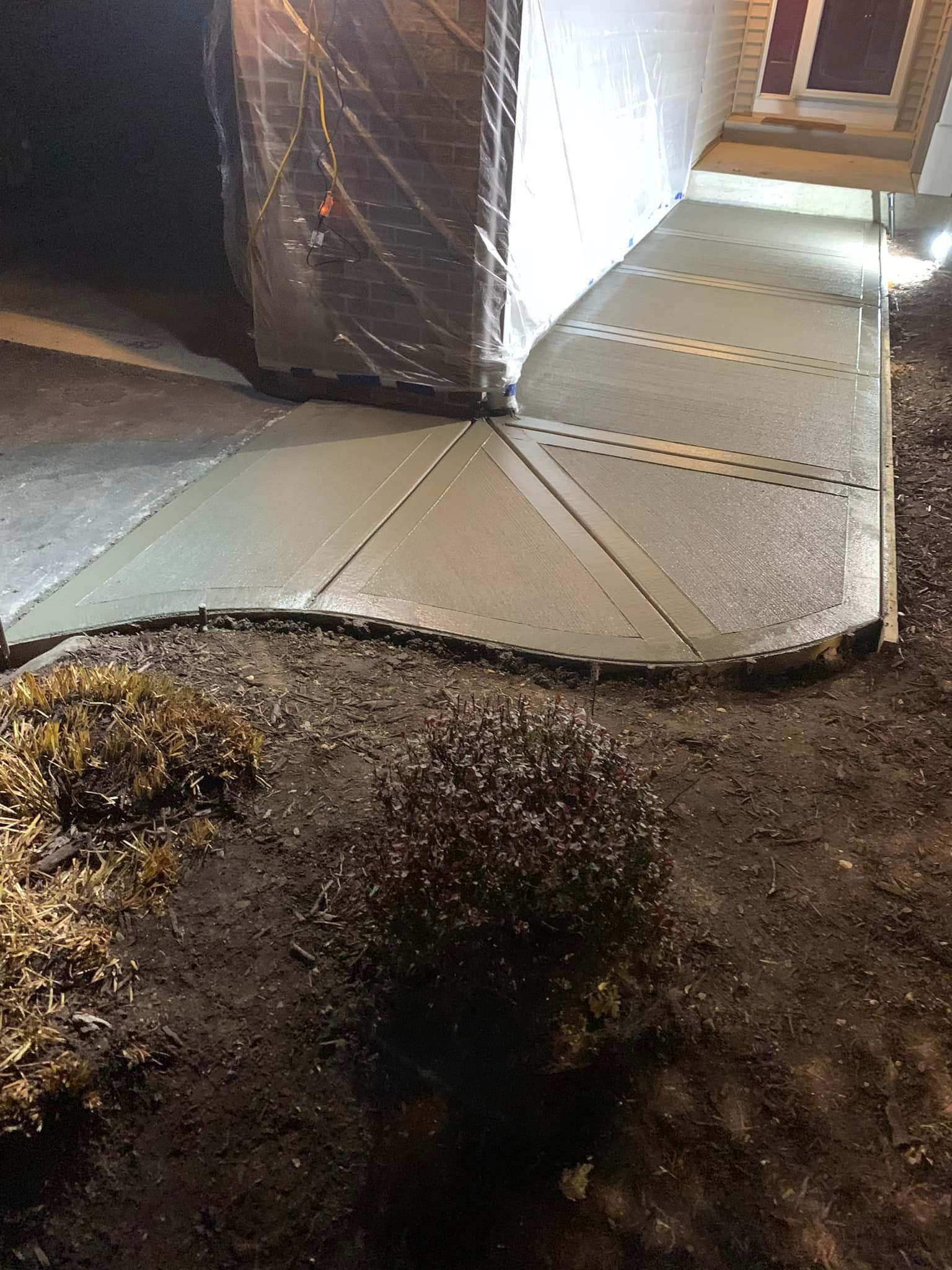 Concrete pathway construction