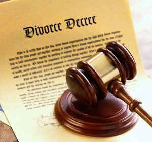 Gavel on top of a divorce document