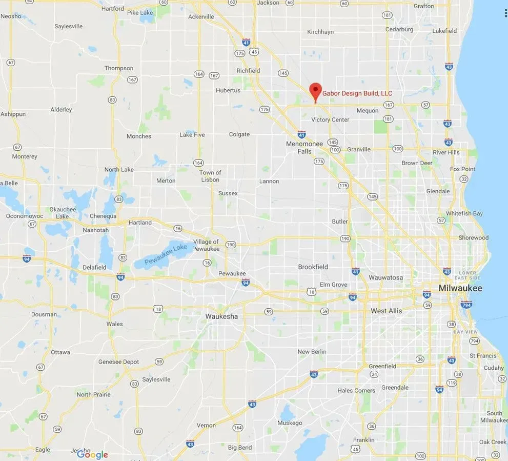 Map of Wisconsin, with a red marker at a location labeled 